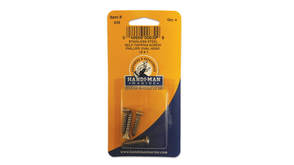 Handi-Man Marine Phillips Self Tapping Oval Screw Stainles Steel - #10 x 1&quot; 69509