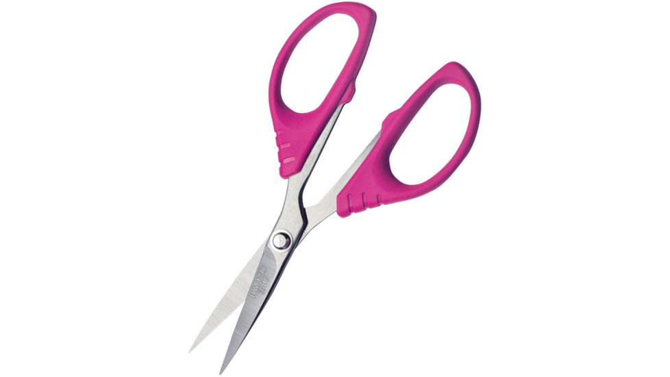 Havels Serrated Embroidery Scissors, 5.5in Overall, Stainless Blades, Pink ABS Handles, 60140