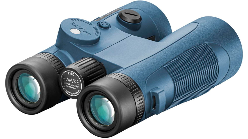 Hawke Sport Optics Endurance ED Marine 7x50mm Roof Prism Rangefinder Binoculars w/Compass, Blue, 36506