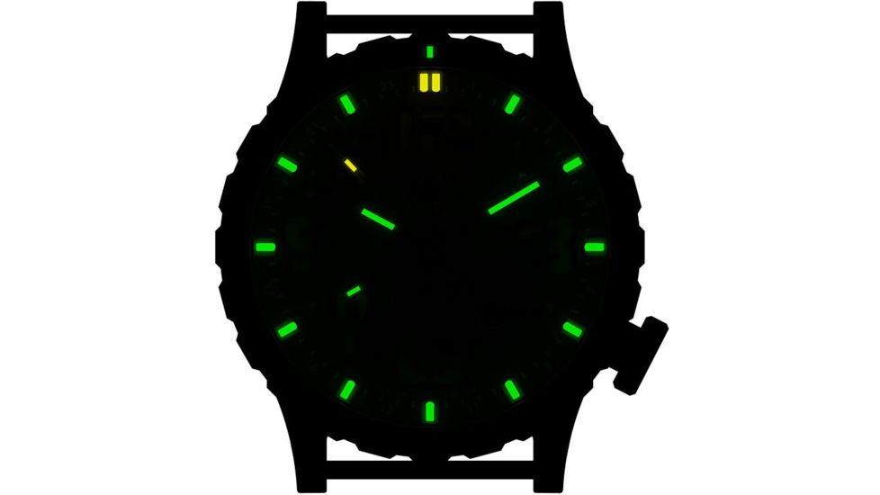 Hazard 4 Heavy Water Diver, 50mm Black Titanium GMT Watch with Tritium, Black Dial, White Texts, Green/Yellow Tritium, HWD-TIPV-G-W-KW-GGYG