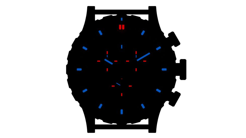 Hazard 4 Heavy Water Diver, 50mm Titanium Chrono tiBracelet Watch with Tritium, Black Dial, Charcoal Texts, Blue/Red Tritium, HWD-TIPV-CH-KC-BBRB