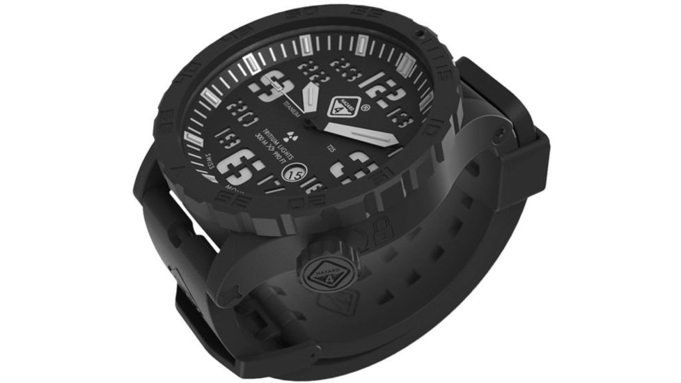 Hazard 4 HeavyWater Diver Titanium Black PVD Dive Watch,Black Dial,White Graphics,Green Bezel,Nylon Strap WAT-HWD-TIPV-KW-GGYG