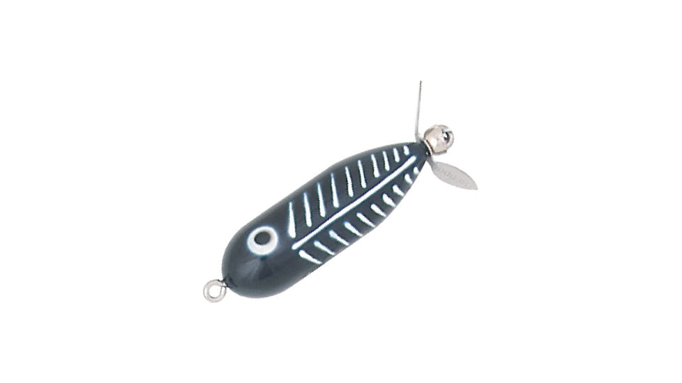 Heddon Baby Torpedo Topwater Prop Bait, 2 1/2in, 3/8 oz, Black Shore Minnow, X0361XBW