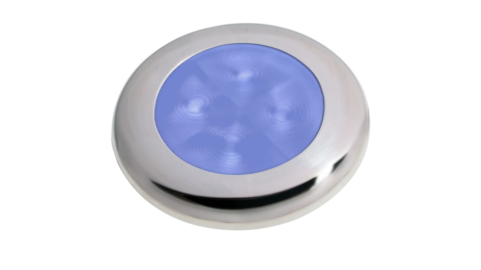 Hella Marine Polished Stainless Steel Rim LED Courtesy Lamp, Blue, 980503221