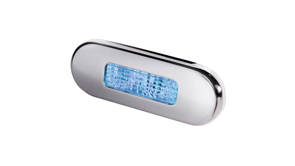 Hella Marine Surface Mount Oblong LED Courtesy Lamp, Stainless Steel Bezel, Blue LED, 980869601