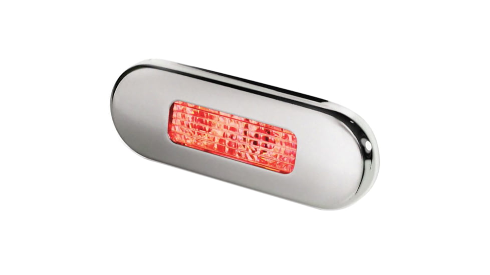 Hella Marine Surface Mount Oblong LED Courtesy Lamp, Stainless Steel Bezel, Red LED, 980869501