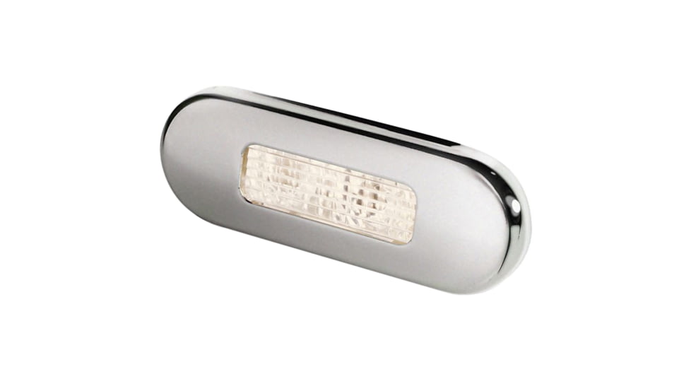 Hella Marine Surface Mount Oblong LED Courtesy Lamp, Stainless Steel Bezel, Warm White LED, 980869401