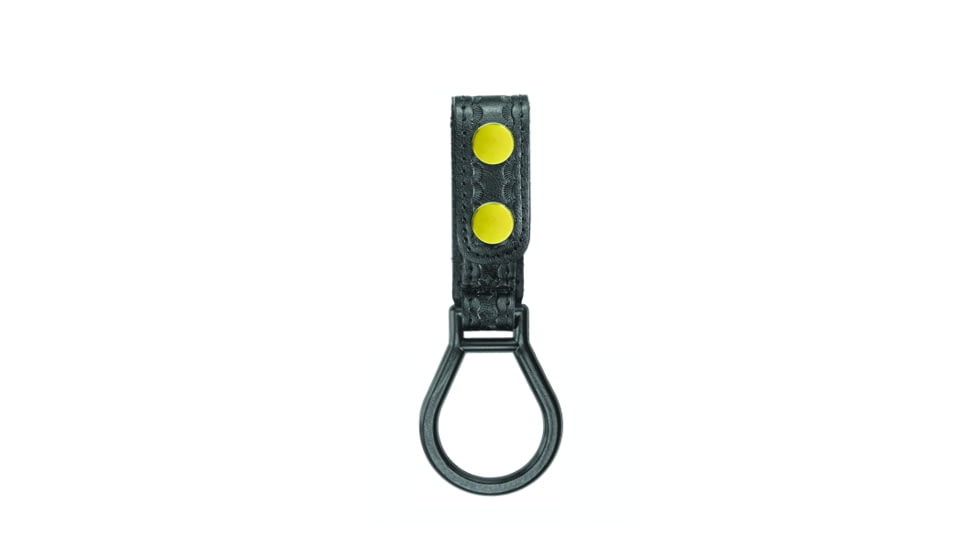 HERO'S PRIDE AirTek D-Cell Ring Flashlight Holder w/ Plastic Holder, Basket Weave, Brass Hardware, Black, 1490BWA