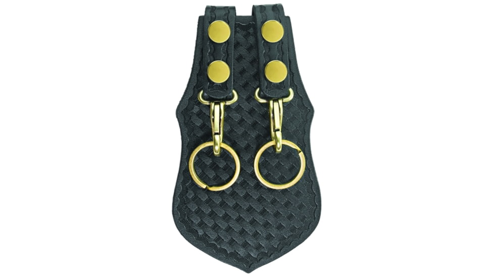 HEROs PRIDE AirTek Scabbard Key Holder w/ Metal Clip, Double, Brass Hardware, Basket Weave, Black, 1489WA