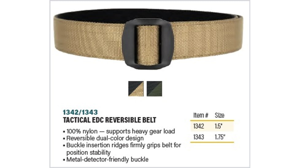 HEROS PRIDE Tactical Edc Reversible Belt W/ Black Buckle, Coyote - 1342X-5-L-38