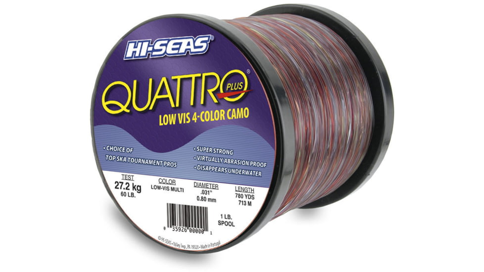 Hi-Seas Hi-Seas GSQ-1-15 Quattro Monofilament Line 15lb, 4-Color Camo 3200yd, GSQ-1-15