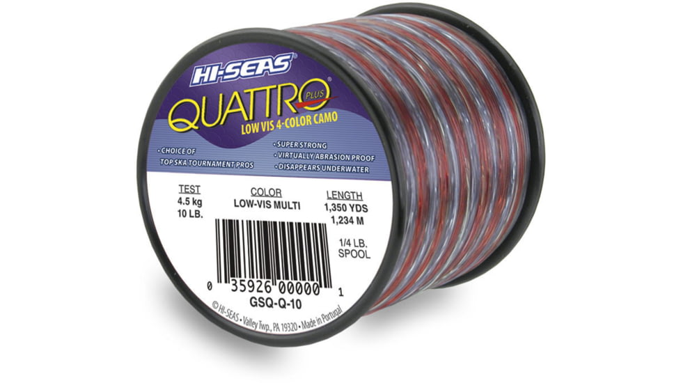 Hi-Seas Hi-Seas GSQ-Q-50 Quattro Monofilament Line 50lb, 4-Color Camo 250yd, GSQ-Q-50