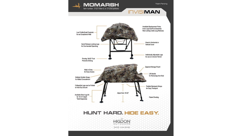 Higdon Outdoors 31528 MOmarsh Invisi-man Blind Optifade Marsh