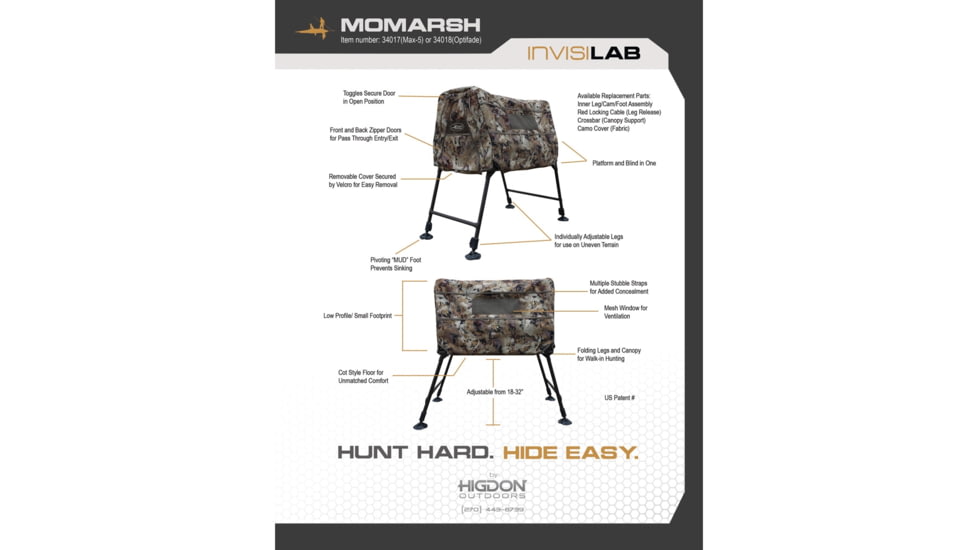 Higdon Outdoors 34018 Invisi-Lab Dog Blind Optifade Marsh 31 X 24 X 21
