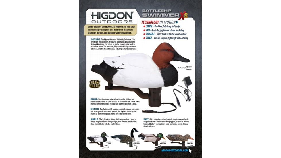 Higdon Outdoors 52053 XS Battleship Swimmer Mallard Drake Green/Brown Rechargeable