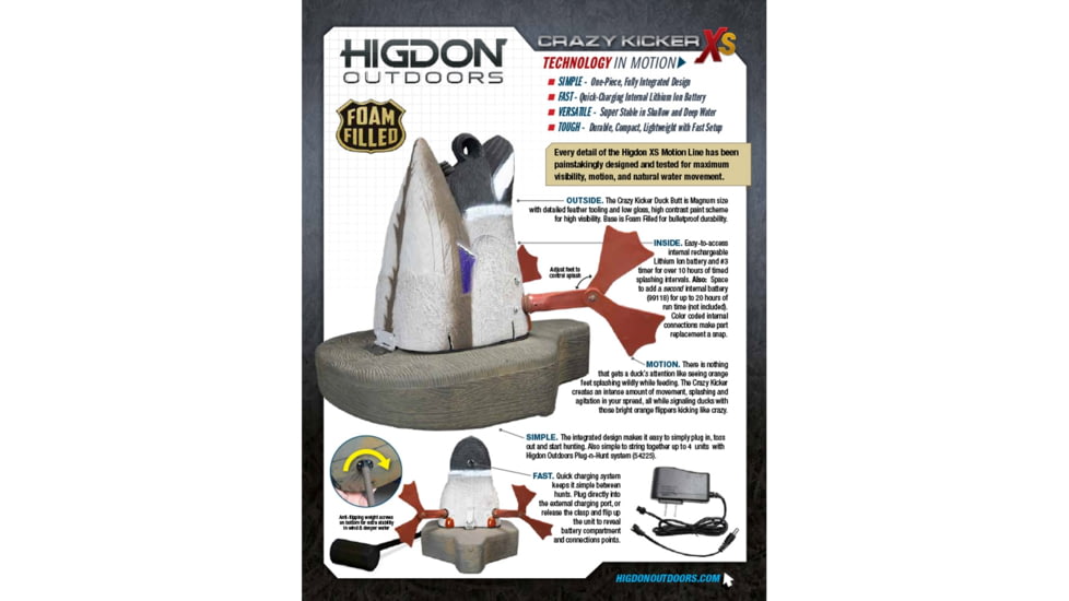 Higdon Outdoors 53012 XS Crazy Kicker Mallard Drake Black/Gray Rechargeable 12V Li