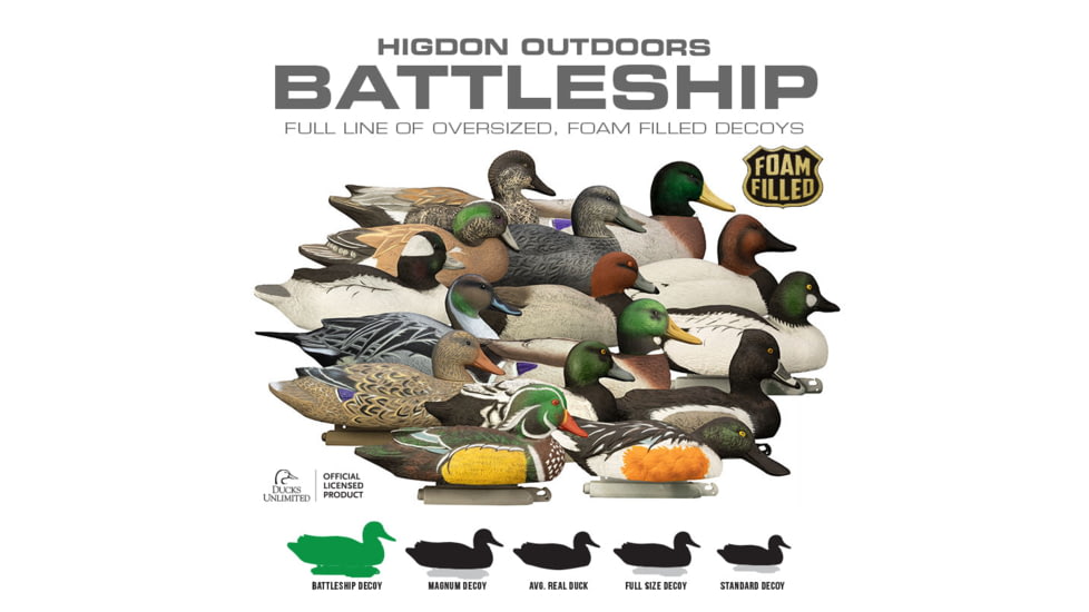 Higdon Outdoors Battleship Diver Pack Decoy, Foam Filled, All Drakes, Larger than Lifesize, 16994