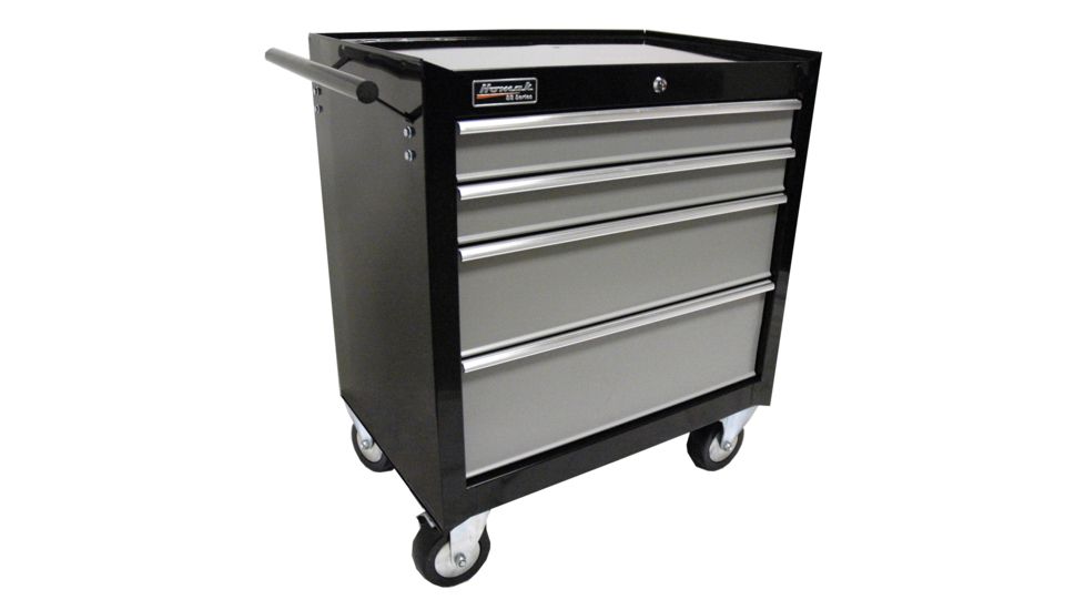 Homak 27in SE Series Rolling Cabinet w/ 4 Drawers, Black And Gray BG04027403