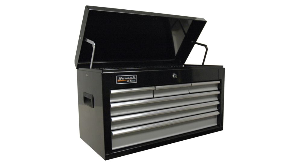 Homak 27in SE Series Top Chest w/ 6 Drawers, Black And Gray BG02026603