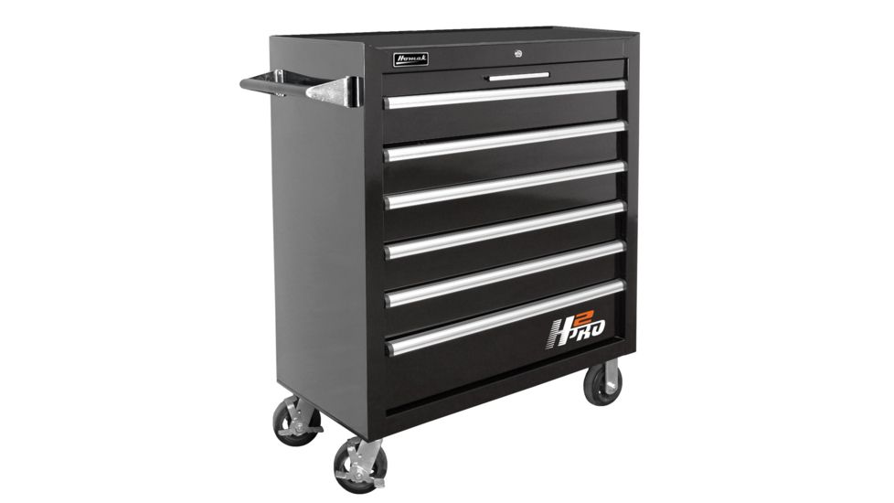 Homak 36in H2Pro Series-6 Drawer Roller Cabinet, Black, Large BK04036061