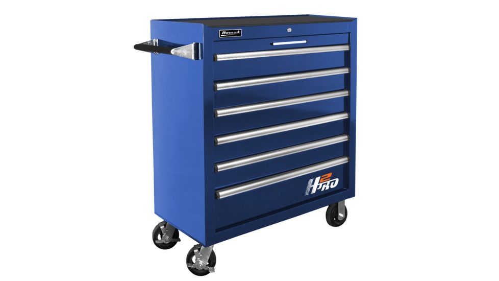 Homak 36in H2Pro Series-6 Drawer Roller Cabinet, Blue, Large BL04036061