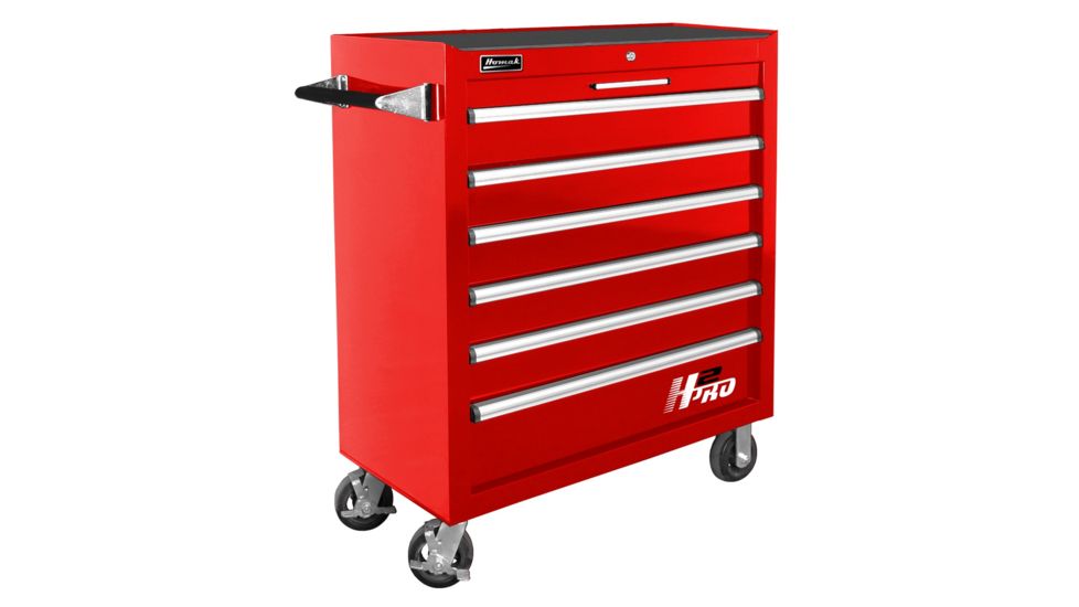 Homak 36in H2Pro Series-6 Drawer Roller Cabinet, Red, Large RD04036061
