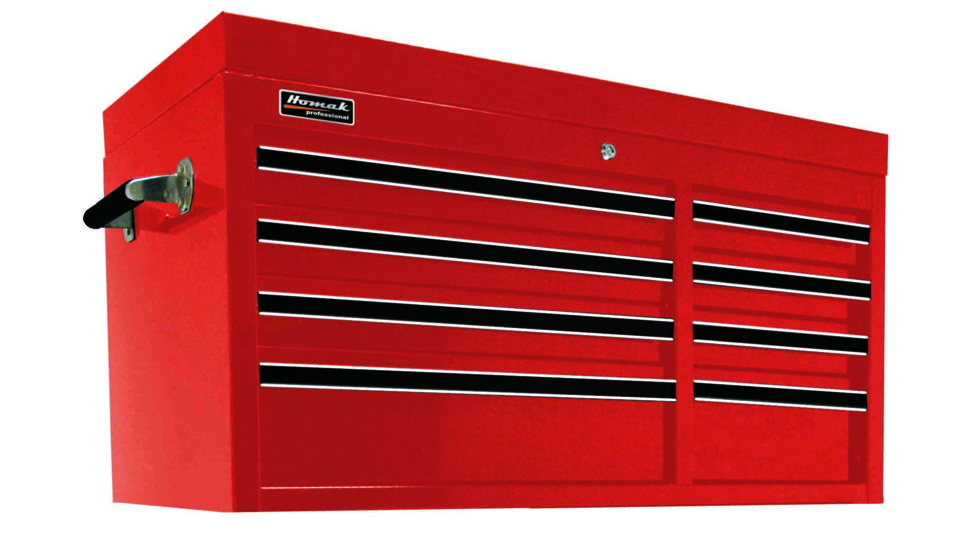 Homak 41in Pro Series Top Chest w/ 8 Drawers, Red RD02008410