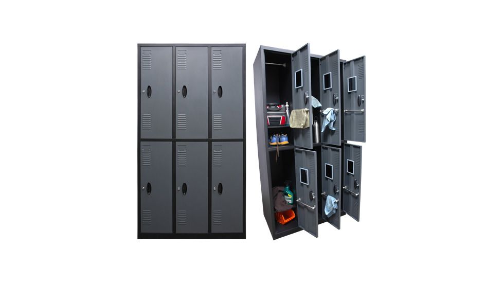 Homak 6 Door Steel Locker, Gray/Black GS00700600