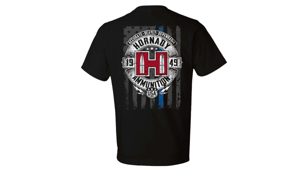 Hornady Blue Line T-Shirt - Mens, Black, Extra Large, 30764
