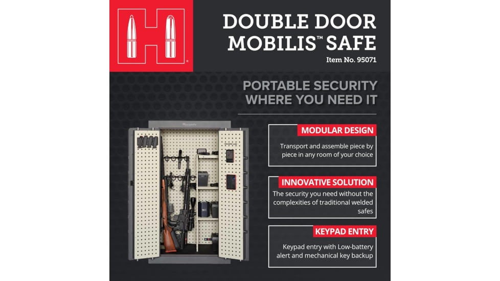Hornady Mobilis Gun Safe - Double Door, 34 x 59x 25 in, Black/Gray, 95071
