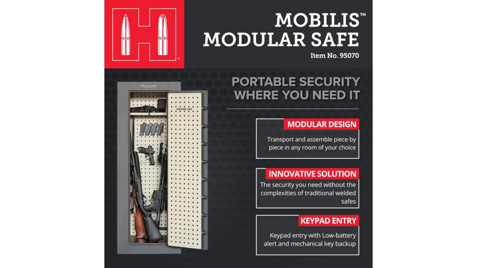 Hornady Mobilis Gun Safe, Single Door, 22 x 59 x 18 in, Black/Gray, 95070