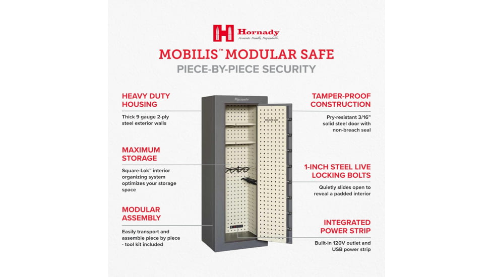 Hornady Mobilis Gun Safe, Single Door, 22 x 59 x 18 in, Black/Gray, 95070