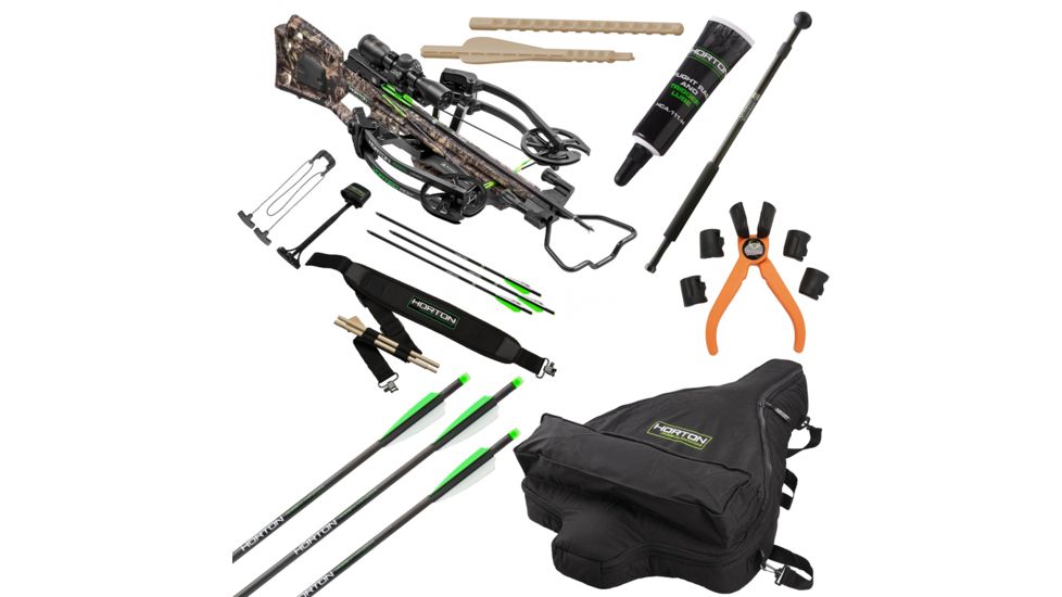 Horton Archery Vortec RDX Crossbow w/ 3x Pro-View 2 Scope, Dedd Sled 50, 135, Mossy Oak Country Camo, NH17060-5524 W/ Vanguard Quest Tripod