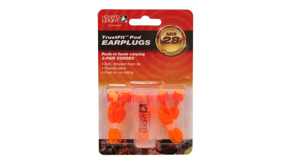 Howard Leight TrustFit Pod Corded Earplugs, Orange, One size fits most, R-02237