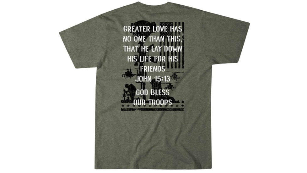 HOWITZER God Bless Our Troops S/S Tee - Mens, Olive Heather, Extra Large, CV7126-OVHE-XL