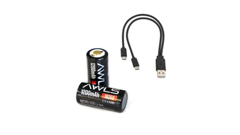 HRT Tactical Gear USB 18350 Rechargeable Batteries - 2 Pack, HRT-18350C-04-AA