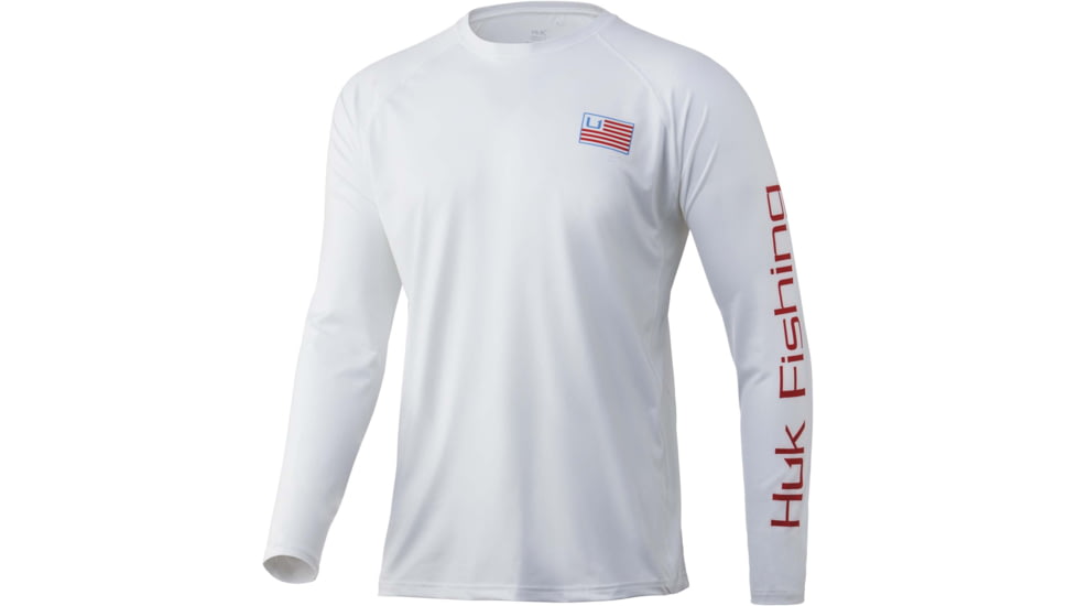HUK Performance Fishing And Bars Pursuit L/S Shirt - Mens, White, S, H1200426-100-S