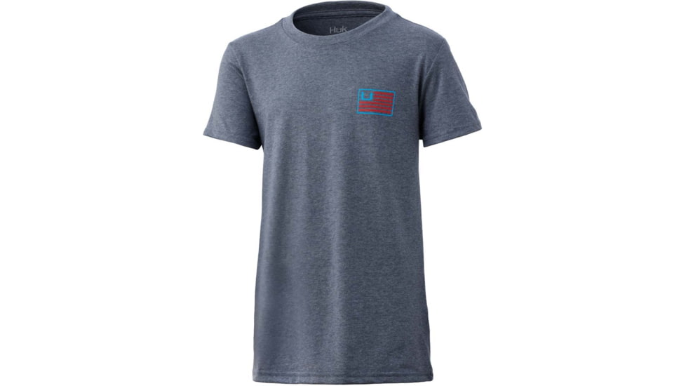 HUK Performance Fishing And Bars Tee - Kids, Sargasso Sea Heather, YXL, H7100042-416-YXL