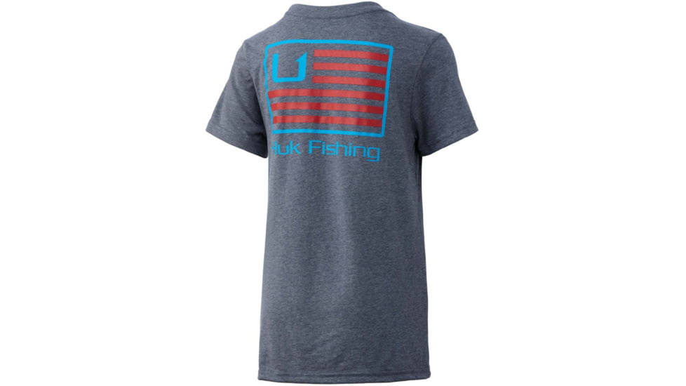 HUK Performance Fishing And Bars Tee - Kids, Sargasso Sea Heather, YXL, H7100042-416-YXL