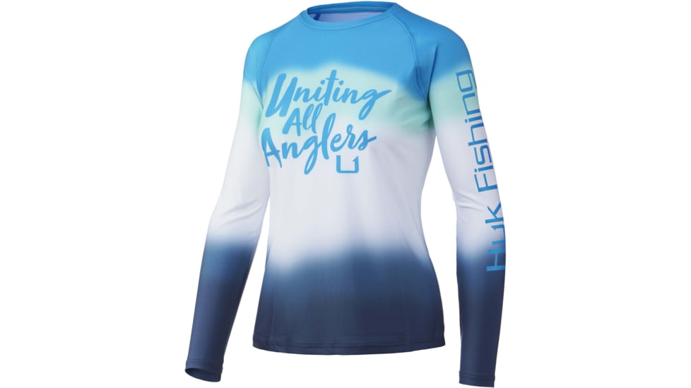 HUK Performance Fishing Flare Fade Pursuit Shirt - Womens, Malibu Blue, M, H6120093-438-M