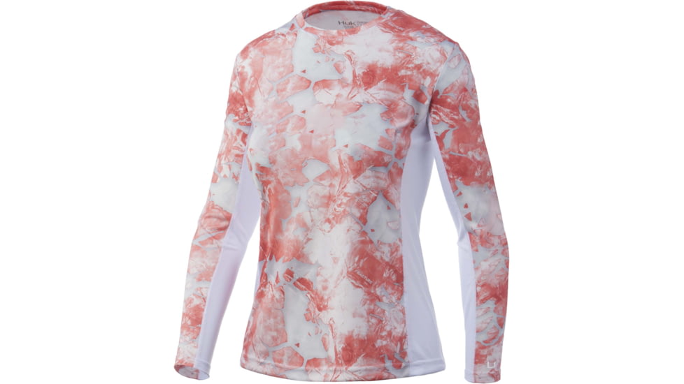 HUK Performance Fishing Icon X Mossy Oak Fracture L/S Shirt - Womens, Mossy Oak Sockeye, L, H6120085-994-L