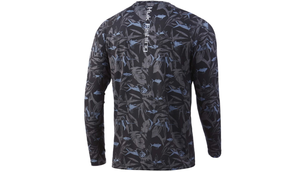 HUK Performance Fishing Ocean Palm Pursuit L/S Shirt - Mens, Volcanic Ash, M, H1200406-013-M