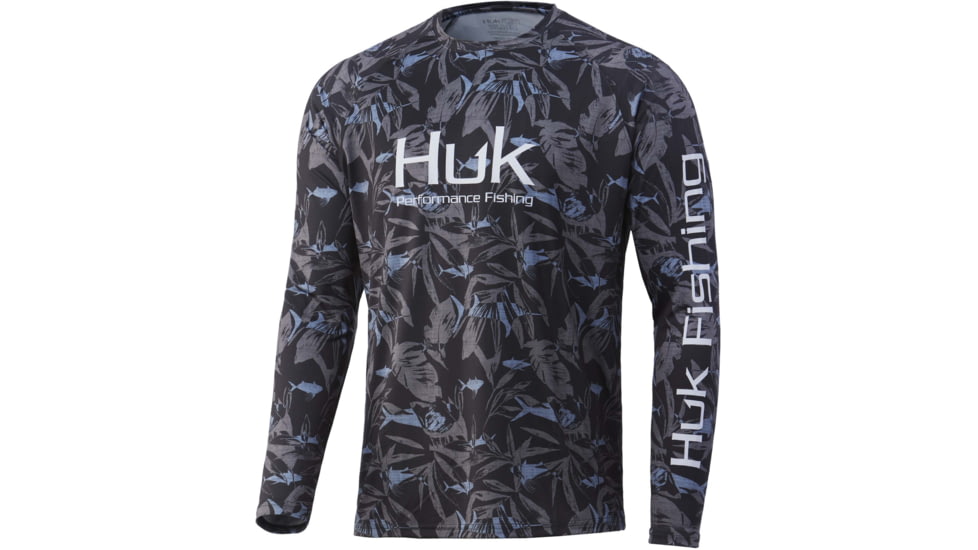 HUK Performance Fishing Ocean Palm Pursuit L/S Shirt - Mens, Volcanic Ash, M, H1200406-013-M