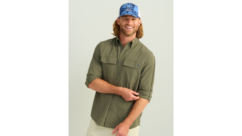 HUK Performance Fishing Creekbed Long Sleeve Shirt - Mens, Moss, 2XL, H1500184-316-XXL