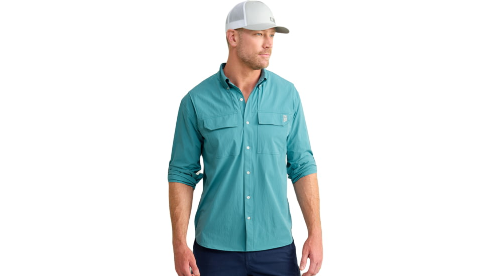 HUK Performance Fishing Creekbed Long Sleeve Shirt - Mens, Storm Blue, 2XL, H1500184-394-XXL
