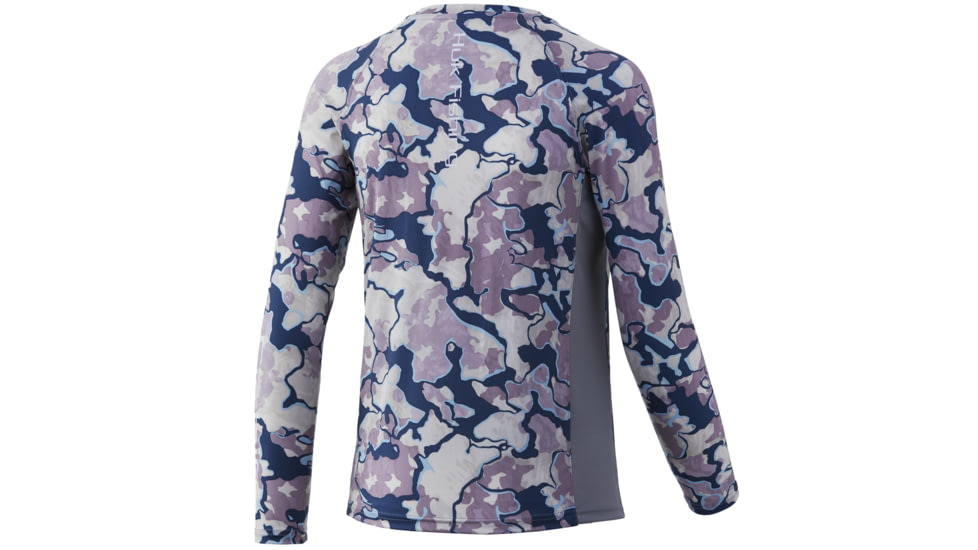 HUK Performance Fishing Current Camo Pursuit Long Sleeve Crew Neck Shirt - Youth, Ocean Tally Cam, Youth Large, H7120037-975-YL