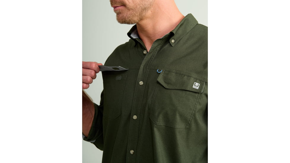 HUK Performance Fishing Hawser Heather Flannel - Mens, Cyprs Lnd Hthr, 2XL, H1500208-378-XXL