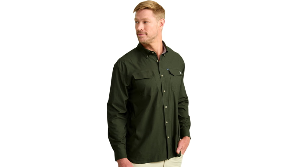HUK Performance Fishing Hawser Heather Flannel - Mens, Cyprs Lnd Hthr, 2XL, H1500208-378-XXL