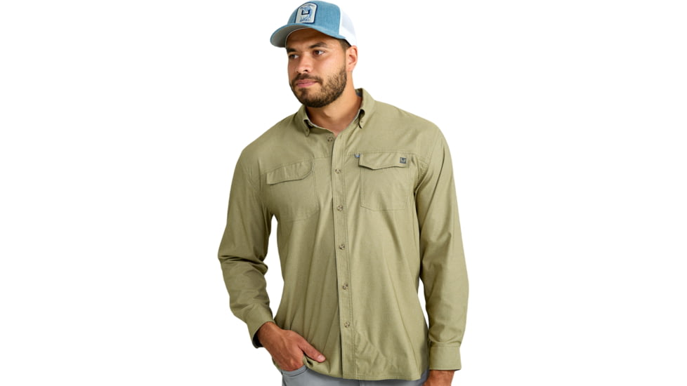 HUK Performance Fishing Hawser Heather Flannel - Mens, Overland Hthr, Extra Large, H1500208-368-XL