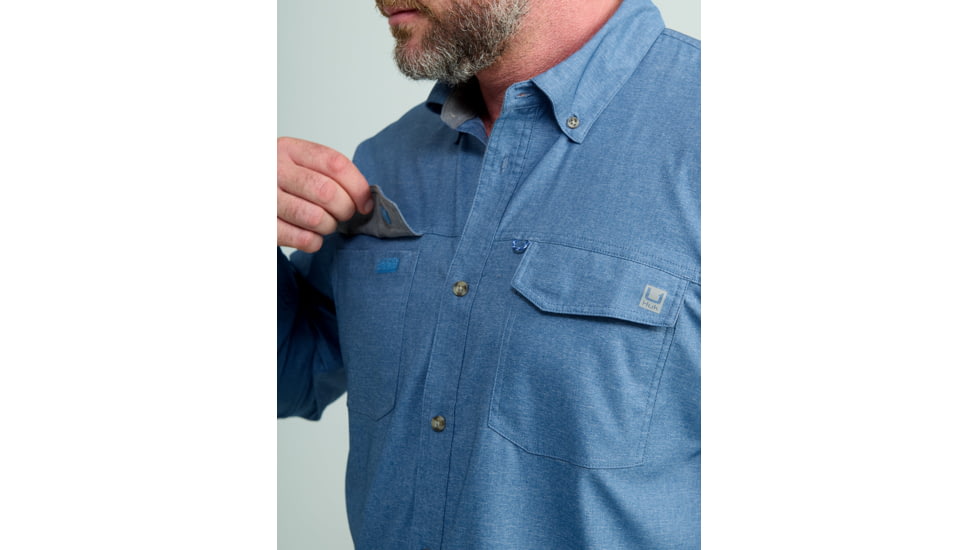 HUK Performance Fishing Hawser Heather Flannel - Mens, Quiet Hrbr Hthr, Extra Large, H1500208-509-XL